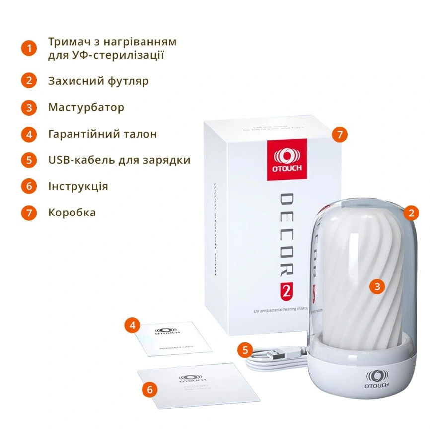 Мастурбатор Otouch DECOR 2, TPE, подогрев до 55 °C, УФ-дезинфекция фото 18
