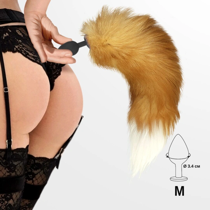 Силиконовая анальная пробка с хвостом из натурального меха Art of Sex size M  Red Fox fox фото 5