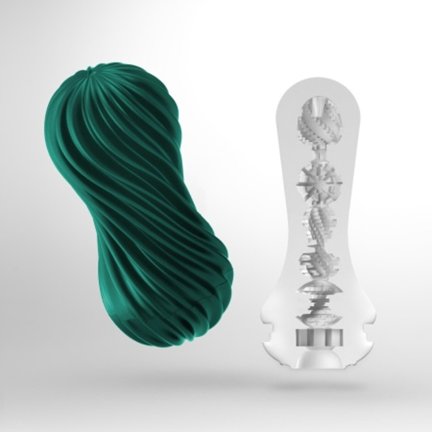 Мастурбатор Tenga FLEX Fizzy Green зі змінною інтенсивністю, можна скручувати, вакуум фото 2