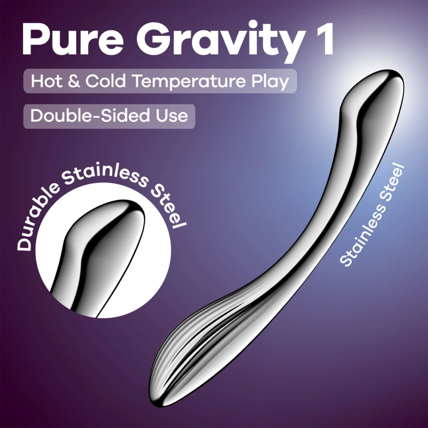 Металлический дилдо Satisfyer Pure Gravity 1, двусторонний, можно нагревать и охлаждать, 939 г фото 6
