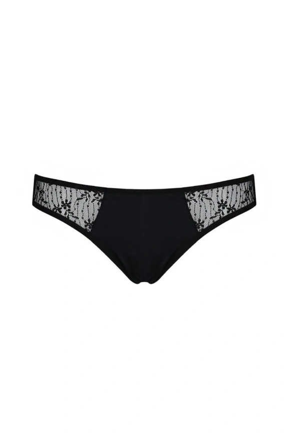 Трусики-слипы с кружевной сеточкой Passion DINA THONG L/XL, black фото 5