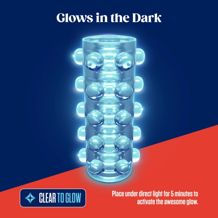 Мастурбатор Blush Rize – Swich Glow in the Dark Masturbator Clear, двусторонний, светится в темноте фото 4