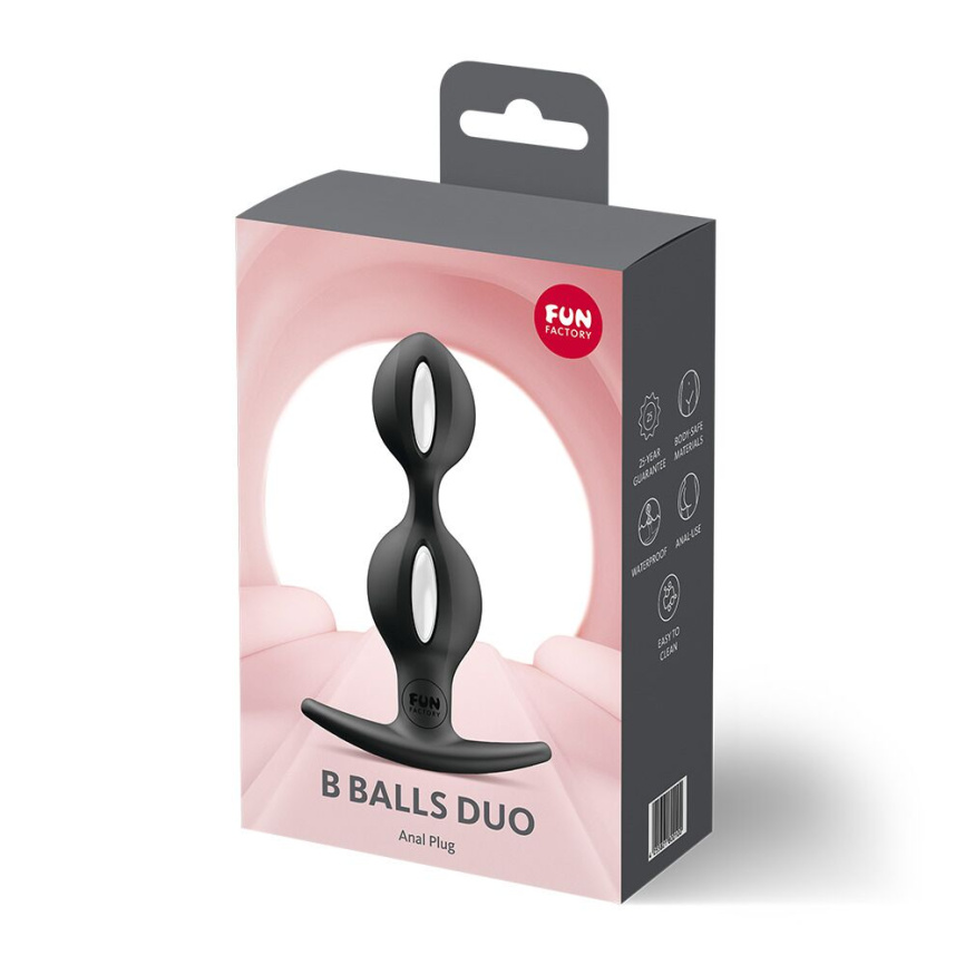 Анальні кульки Fun Factory B BALLS DUO Black, ефект вібрації, діаметр 3,2 та 3,6 см фото 4