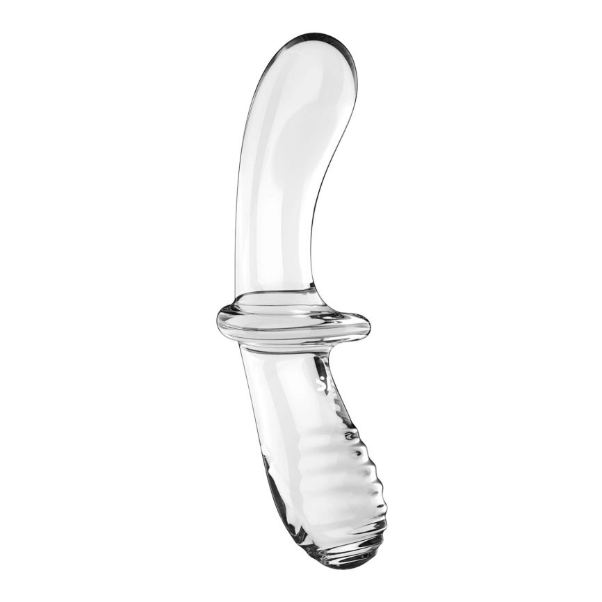 Двусторонний стеклянный дилдо Satisfyer Double Crystal Transparent, боросиликатное стекло, унисекс фото 4