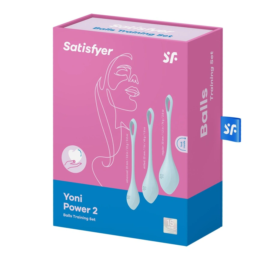 Набор йони бусин Satisfyer Yoni Power 2 Light Blue, диаметр 2-2,5-3см, вес 22-44-73гр фото 5