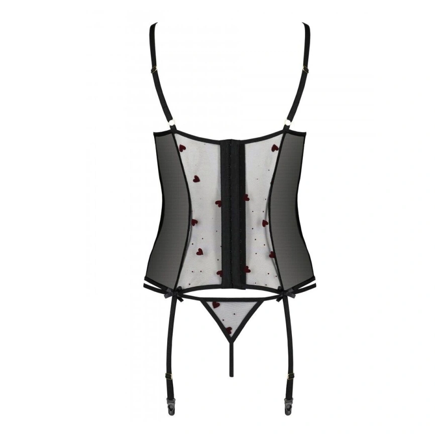 Корсет с подвязками, стринги Passion LOVELIA CORSET L/XL, black фото 13