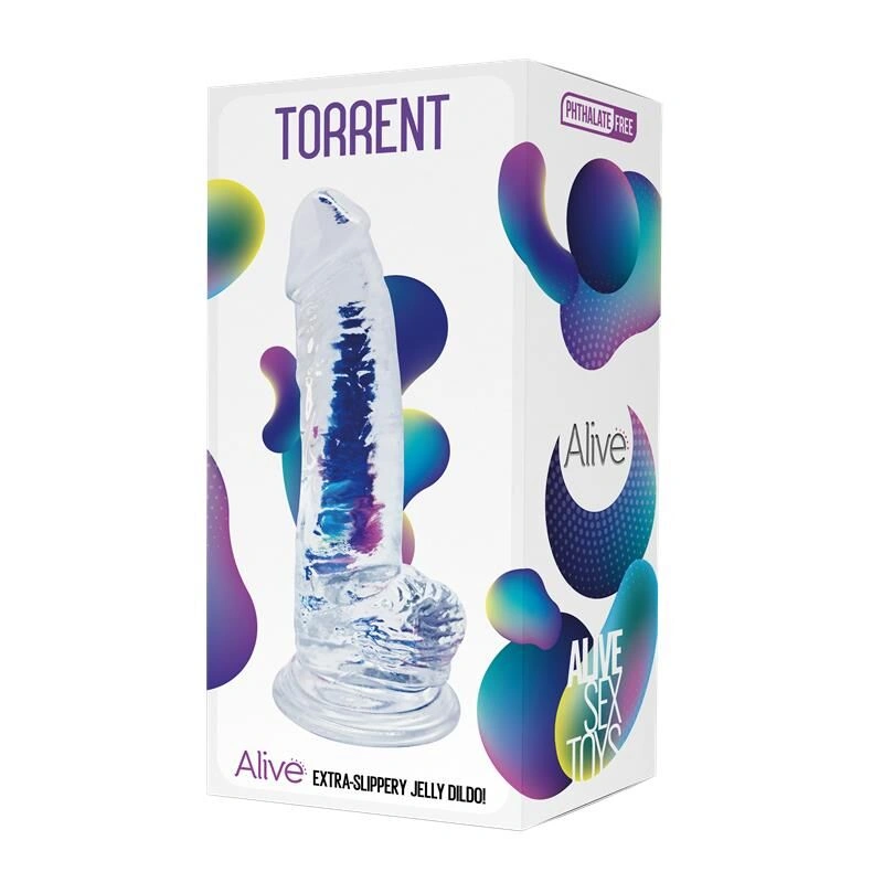 Прозрачный фаллоимитатор Alive Jelly Dildo Torrent, ТПЕ, присоска, диаметр 4.5см, длина 20,6см фото 2