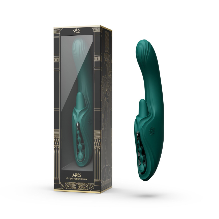 Смарт-вібратор Zalo Ares Turquoise Green, підігрів, 3 мотори, язичок для клітора, стимуляція точки G фото 16