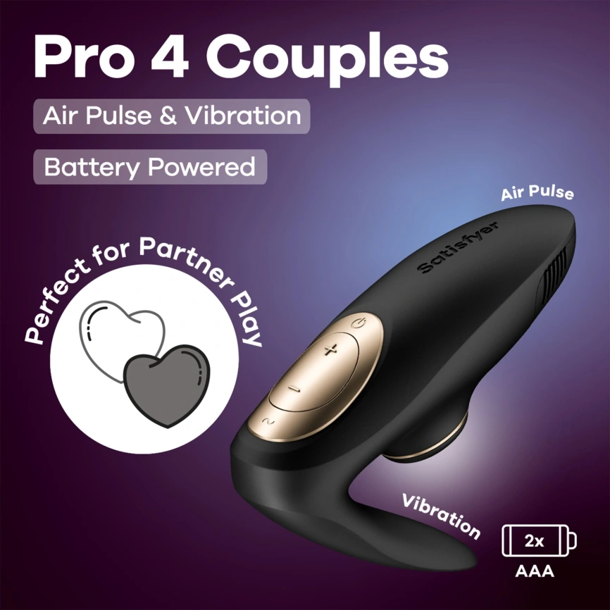 Вакуумный вибратор для пар Satisfyer Pro 4 Couples Battery Series, подходит для секса в паре фото 6