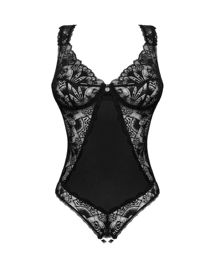 Кружевное боди Obsessive Donna Dream crotchless teddy XL/2XL Black, открытый доступ фото 3