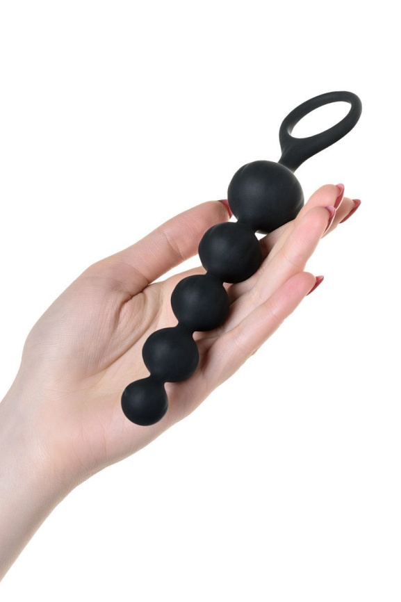 Набір анальних намистин Satisfyer Beads Black, силікон, макс. діаметр 3,3 см та 3,5 см фото 4