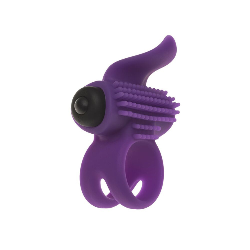 Ерекційне віброкільце Adrien Lastic Bullet Lastic Ring з язичком і щіточкою для стимуляції клітора фото 1
