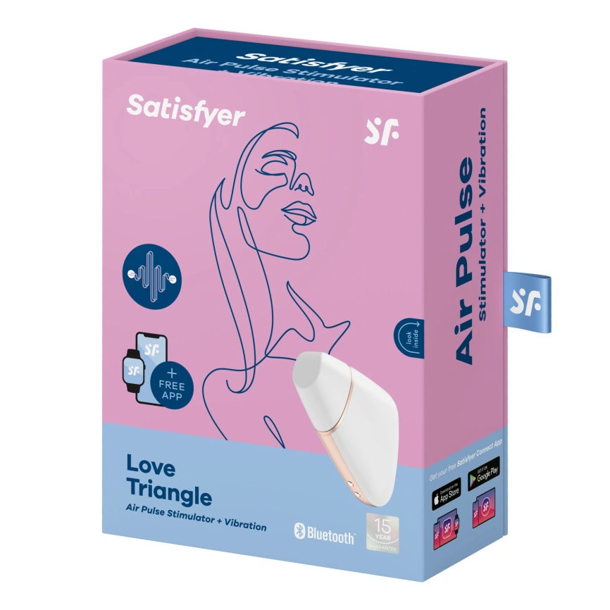 Вакуумный клиторальный стимулятор Satisfyer Love Triangle White с управлением через интернет фото 7