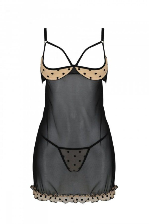 Еротичний пеньюар Passion MARINA CHEMISE, L/XL, beige фото 3