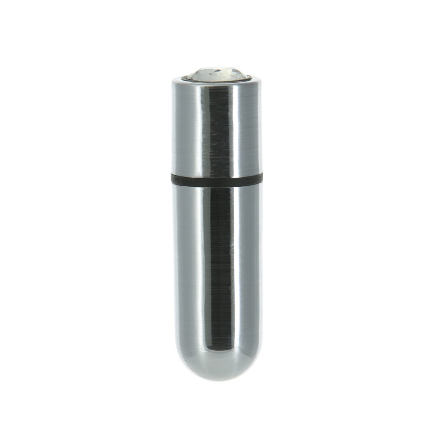 Віброкуля PowerBullet First-Class Bullet 2.5″ with Key Chain Pouch, Silver, 9 режимів вібрації фото 1
