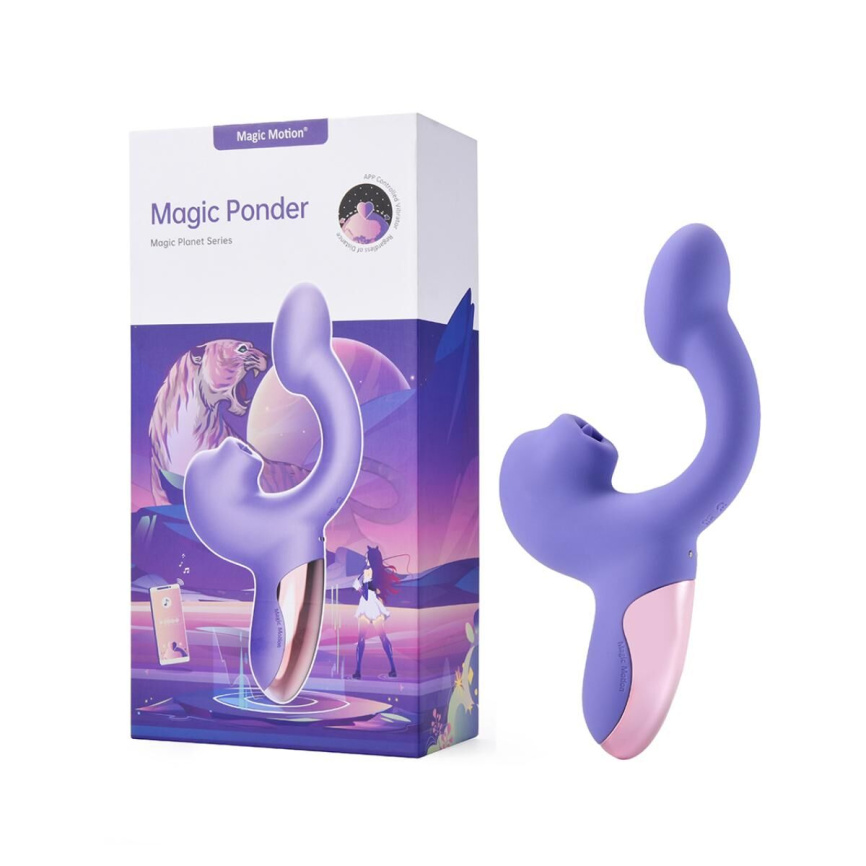 Смарт-вібратор Magic Motion Ponder Purple, подвійна стимуляція, віброяйце+язичок для клітора фото 6