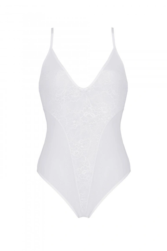 Боди с ажурным декором и открытым шагом Passion URSULA BODY XXL/XXXL, white фото 3