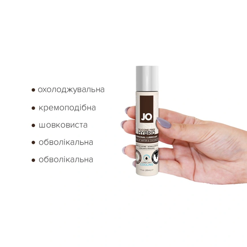 Охлаждающая смазка-крем с кокосовым маслом JO Coconut Hybrid COOLING (30 мл) белая фото 2