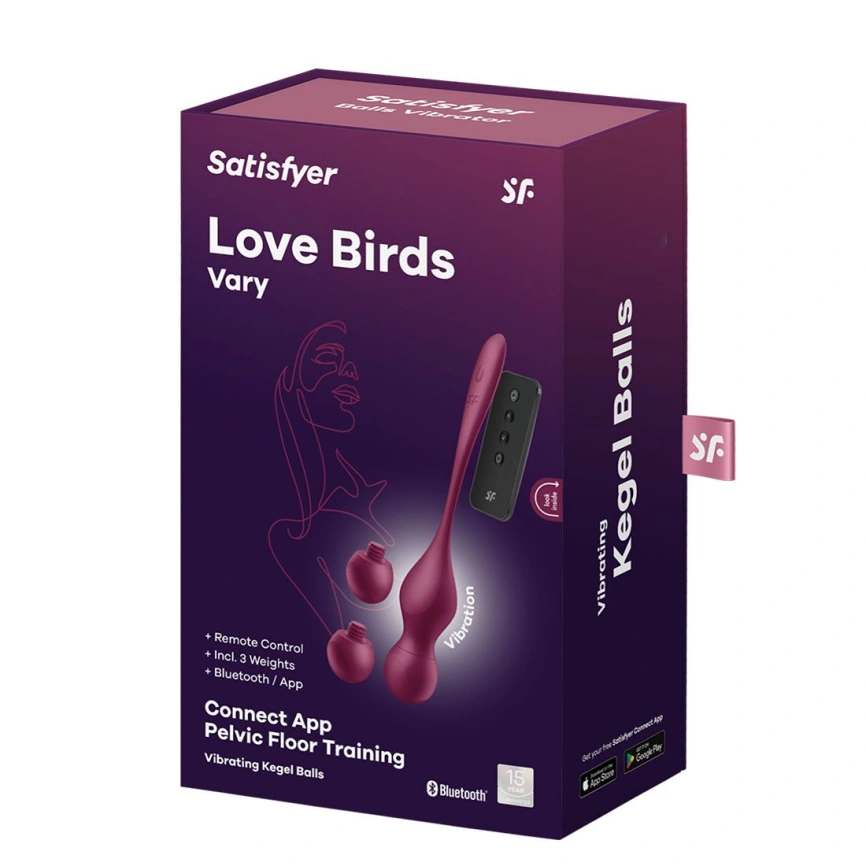 Смарт-вагинальные шарики с вибрацией Satisfyer Love Birds Vary Connect App, изменяемая масса, пульт фото 6