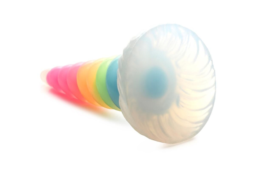Фентезійний фалоімітатор Creature Cocks Luminescent Rainbow Silicone Dildo, світиться в темряві, 19,6 см фото 3