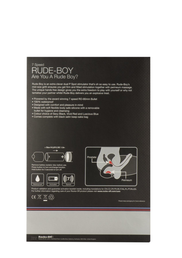 Вібромасажер простати Rocks Off Rude-Boy Black, масаж промежини, макс. діаметр 2,5 см фото 3