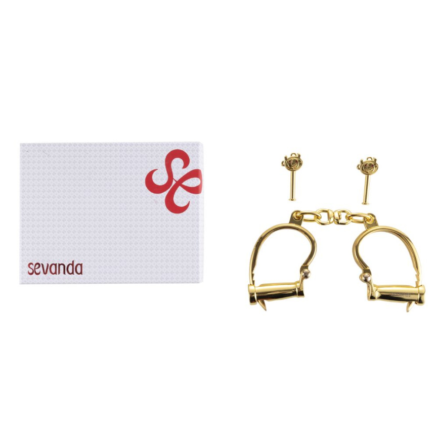 Наручники LOCKINK Love-slave Handcuffs, золотисті, металеві, у формі стремен фото 7