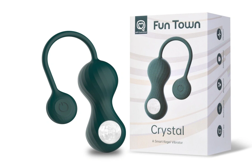 Вагинальные смарт-шарики с вибрацией Fun Town Crystal, с прозрачным стеклянным шаром фото 1