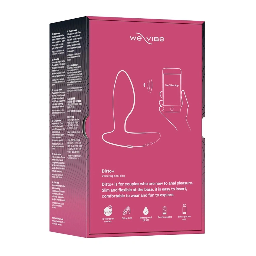 Анальная смарт-вибропробка We-Vibe Ditto+ Cosmic Pink, 10 режимов, пульт ДУ фото 11
