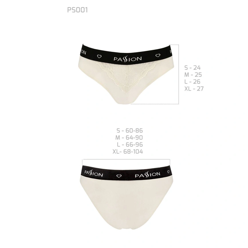 Трусики с широкой резинкой и кружевом Passion PS001 PANTIES L, ecru фото 10