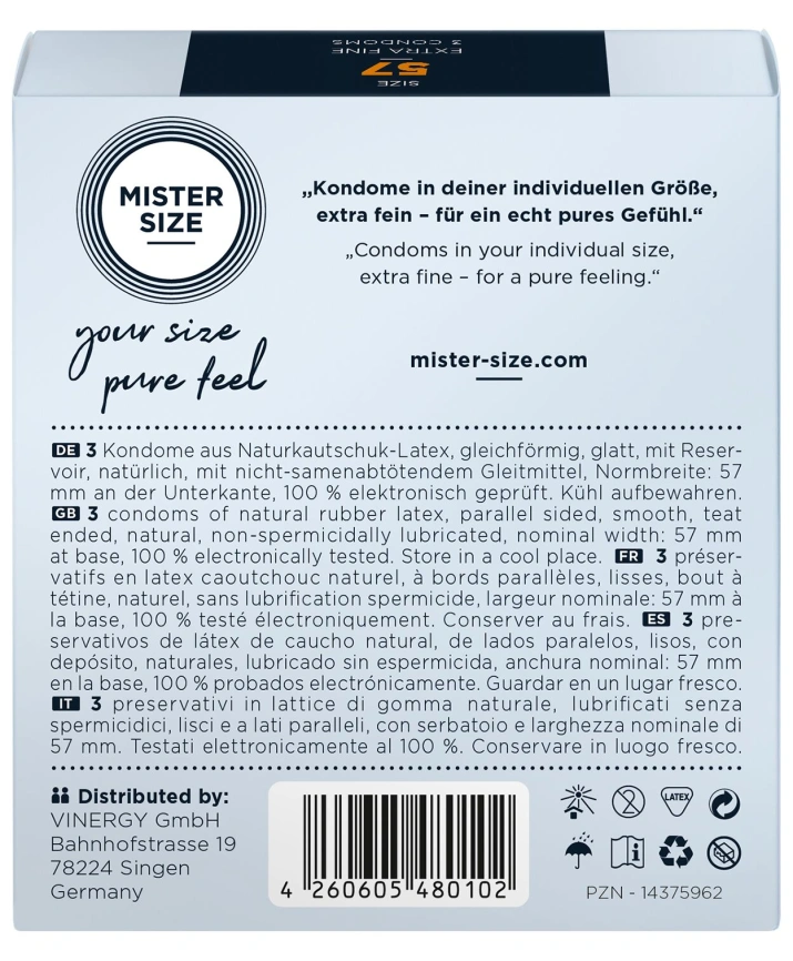 Презервативы Mister Size - pure feel - 57 (3 condoms), толщина 0,05 мм фото 3