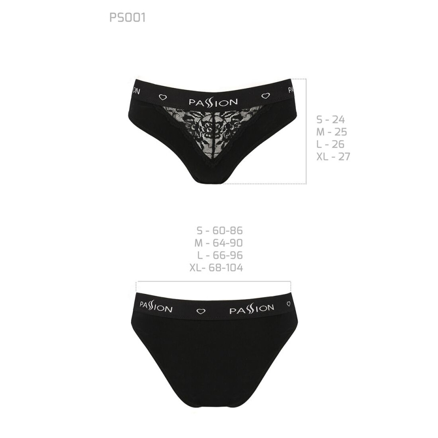 Трусики з широкою гумкою і мереживом Passion PS001 PANTIES M, black фото 6