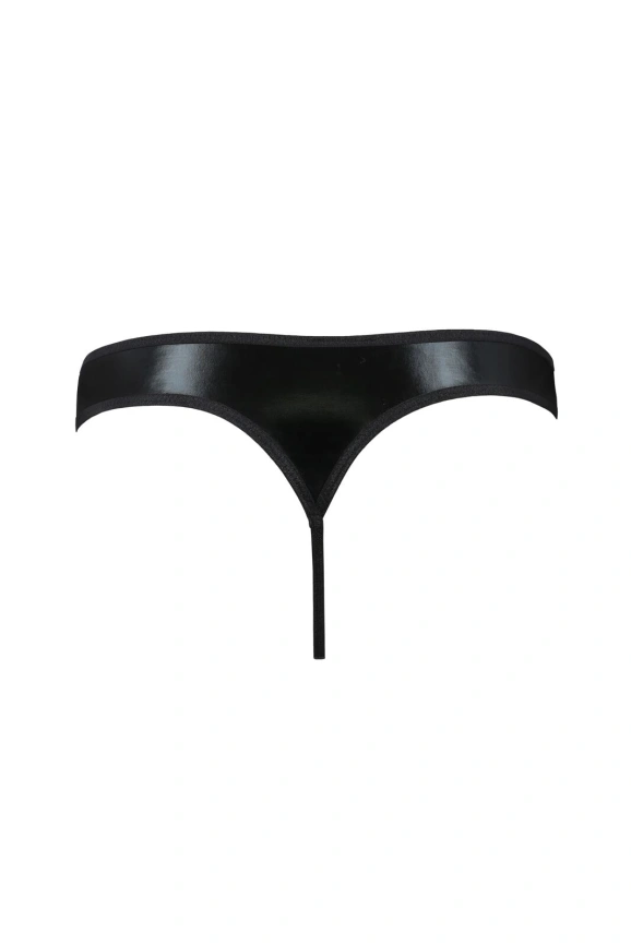 Мужские стринги Passion 033 THONG PAUL XXL/XXXL Black, под латекс фото 4