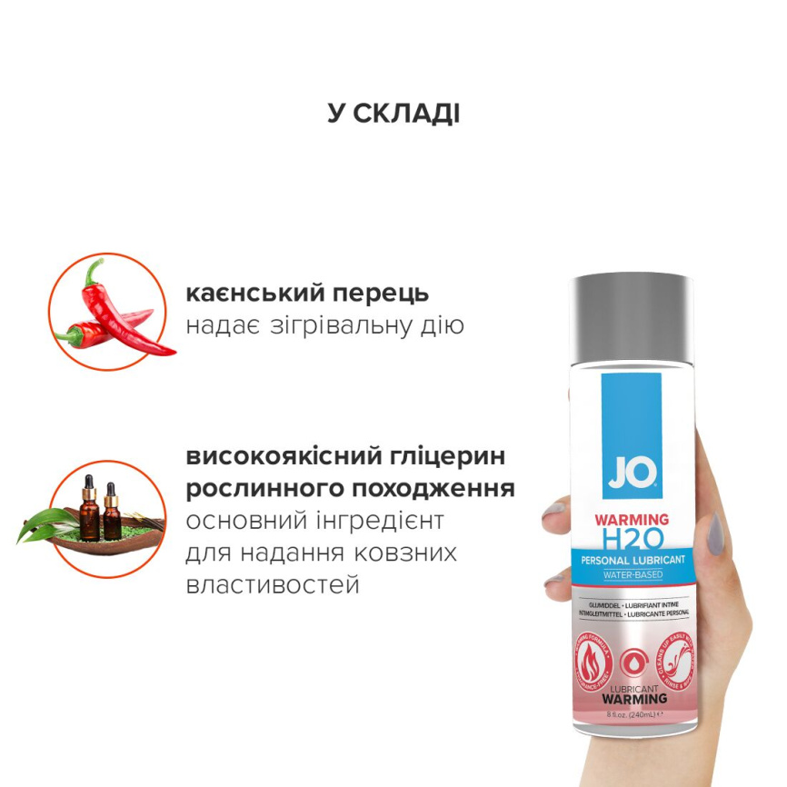 Зігрівальна змазка на водній основі JO H2O WARMING (30 мл) з екстрактом перцевої м’яти фото 4