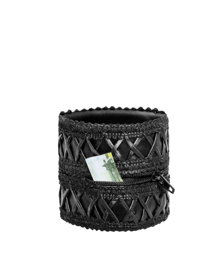Женский кошелек-браслет Noir Handmade F326, black, под кожу, рельефный узор, карман на молнии фото 2