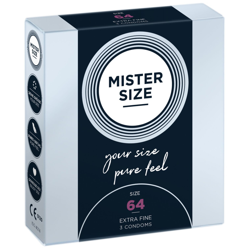 Презервативи Mister Size - pure feel - 64 (3 condoms), товщина 0,05 мм фото 1