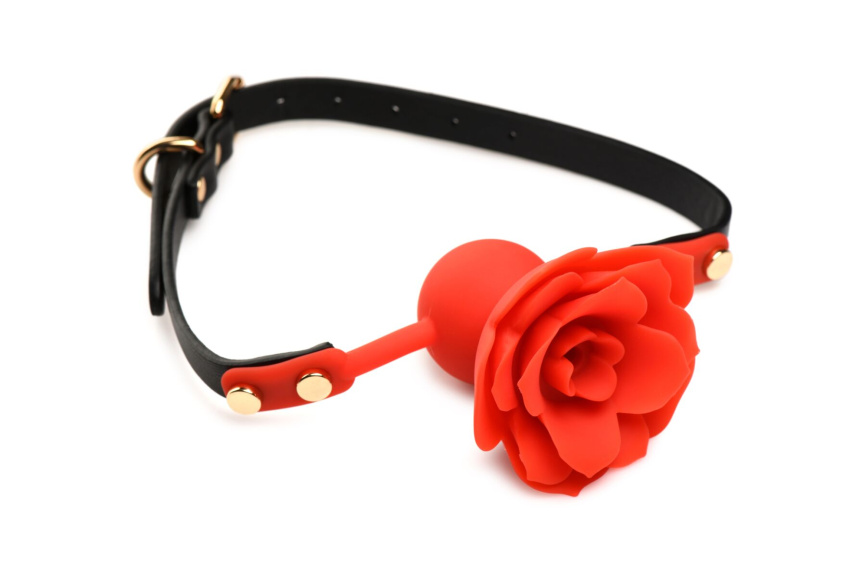 Силіконовий кляп з трояндою Master Series: Blossom Silicone Rose Gag – Red фото 1
