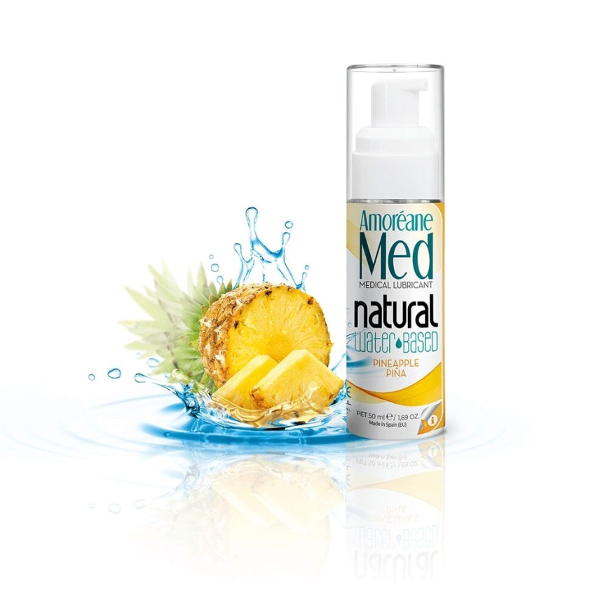 Лубрикант на водній основі з екстрактом фітопланктону Amoreane Pineapple (50 мл), морський колаген фото 1
