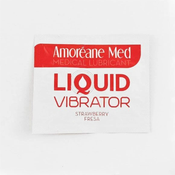Пробник лубриканта с эффектом вибрации Amoreane Med Liquid Vibrator Strawberry (2 мл) фото 1