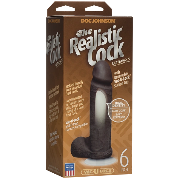 Фаллоимитатор Doc Johnson The Realistic Cock 6 inch Black - ULTRASKYN, Vac-U-Lock, диаметр 4,3см фото 3
