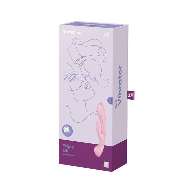 Двосторонній вібратор-кролик Satisfyer Triple Oh Pink, 3 мотори, руків’я-масажер фото 8
