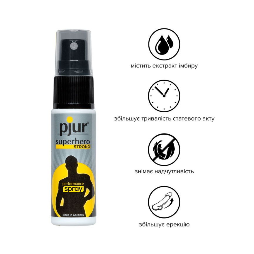 Спрей-пролонгатор pjur Superhero Strong Spray 20 ml, з екстрактом імбиру, без анестетиків фото 2