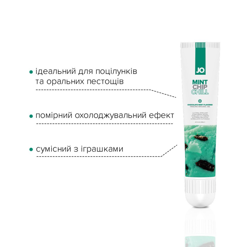 Гель для клітора JO — Mint Chip Chill (10 мл), можна для поцілунків, вібрація з охолодженням фото 3