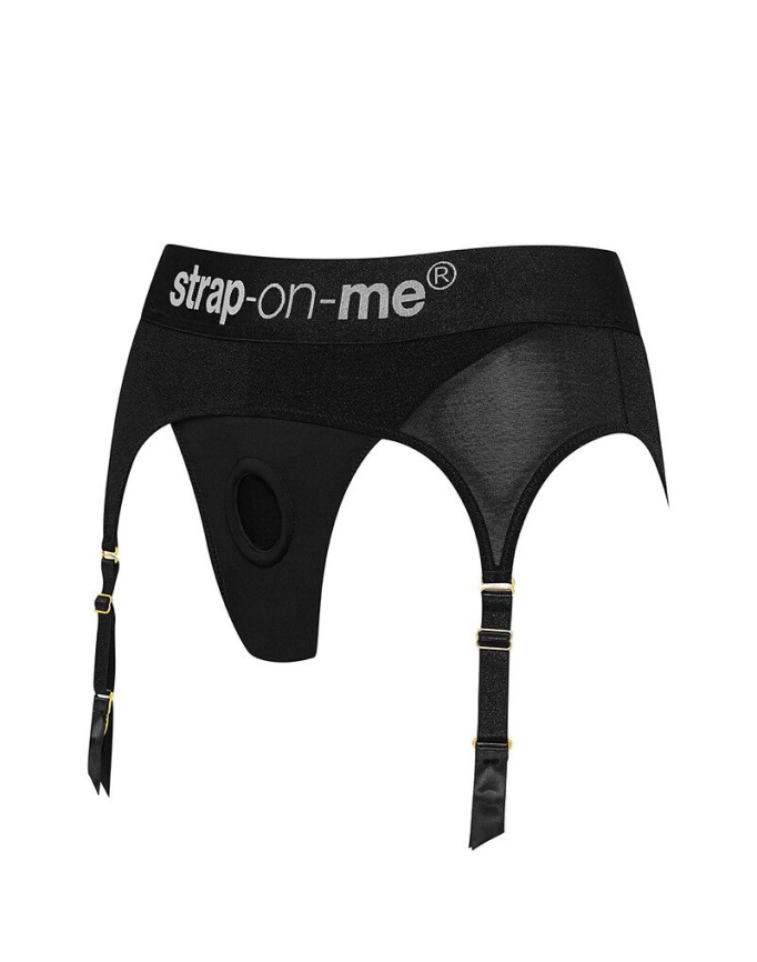 Трусики для страпона з підв’язками для панчіх Strap-On-Me REBEL HARNESS - XL фото 2