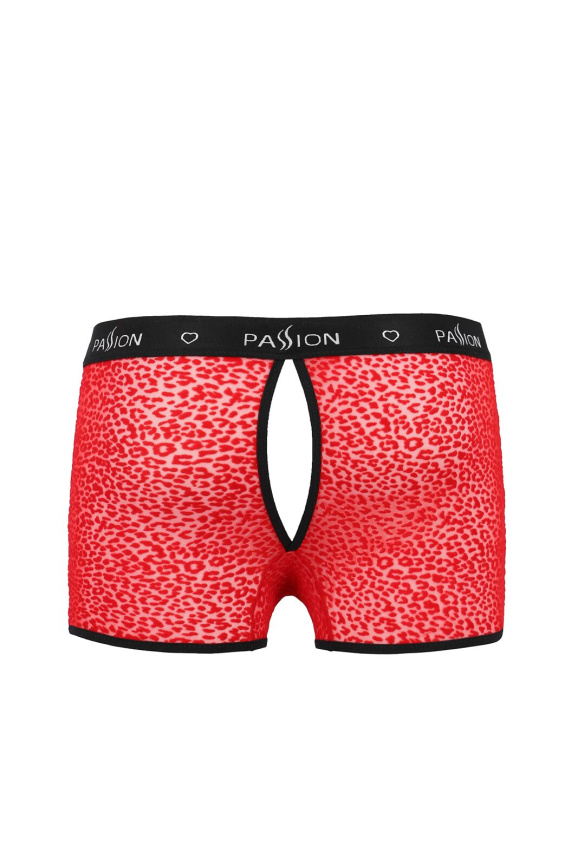 Чоловічі прозорі боксери Passion 046 SHORT PARKER S/M Red, сітка, під леопард фото 4