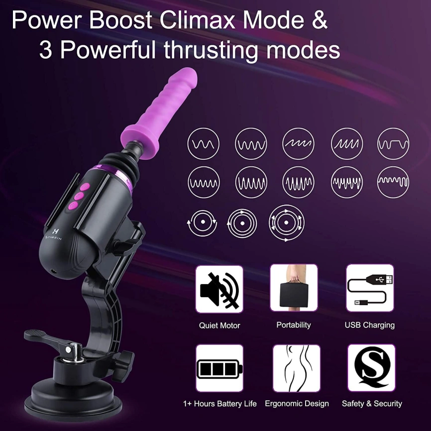 Мини секс-машина Hismith Mini Capsule Sex-Machine with Strong Suction Cup, мощная, перезаряжаемая фото 3