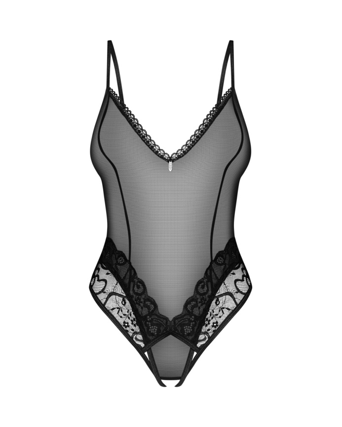Тедді з доступом Obsessive Blomentis crotchless teddy, M/L, прозоре, відкрита спина, низ-стрінги фото 3