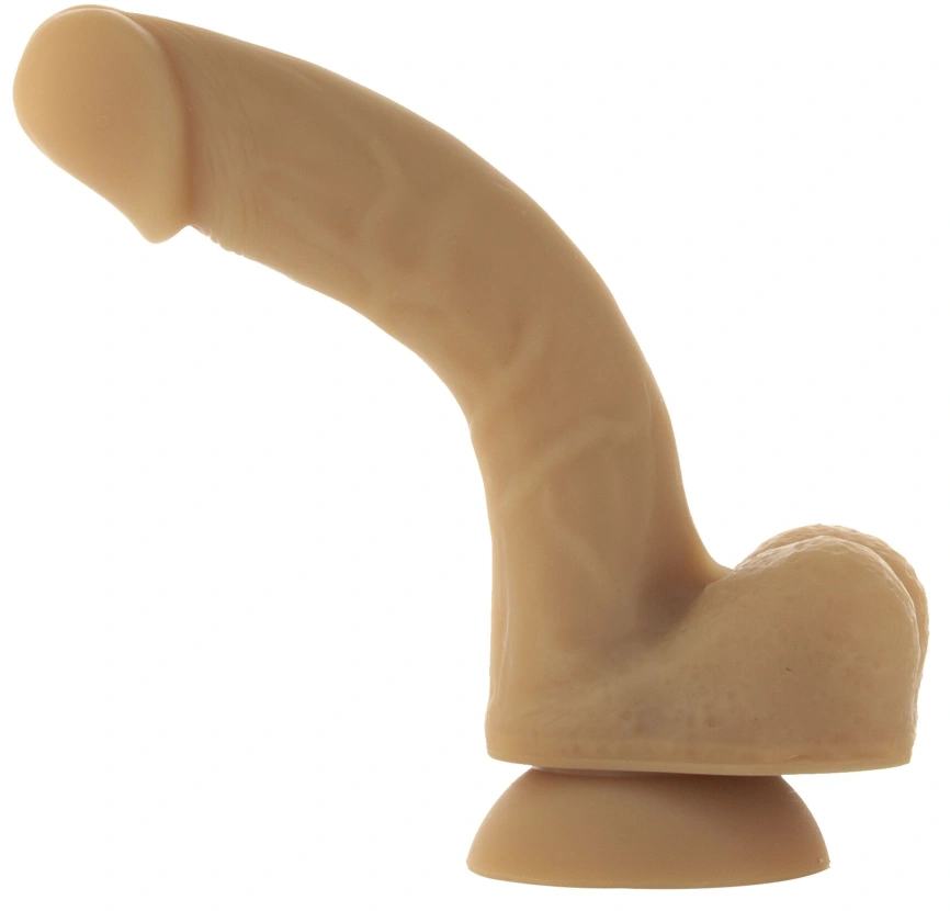 Гибкий фаллоимитатор на присоске ADDICTION — ANDREW 8″ Silicone Dong — Caramel, вибропуля в подарок фото 4