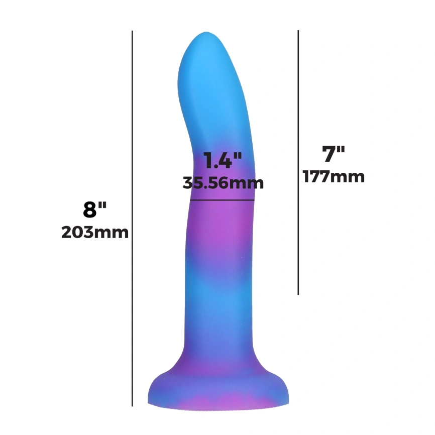 Светящийся в темноте фаллоимитатор ADDICTION Rave 8″ Glow in the Dark Dildo Blue Purple, 20,3 см фото 4