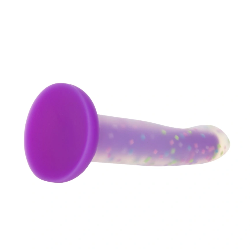 Светящийся в темноте фаллоимитатор ADDICTION Rave 8″ Glow in the Dark Dildo Purple Confetti , 20,3 см фото 6