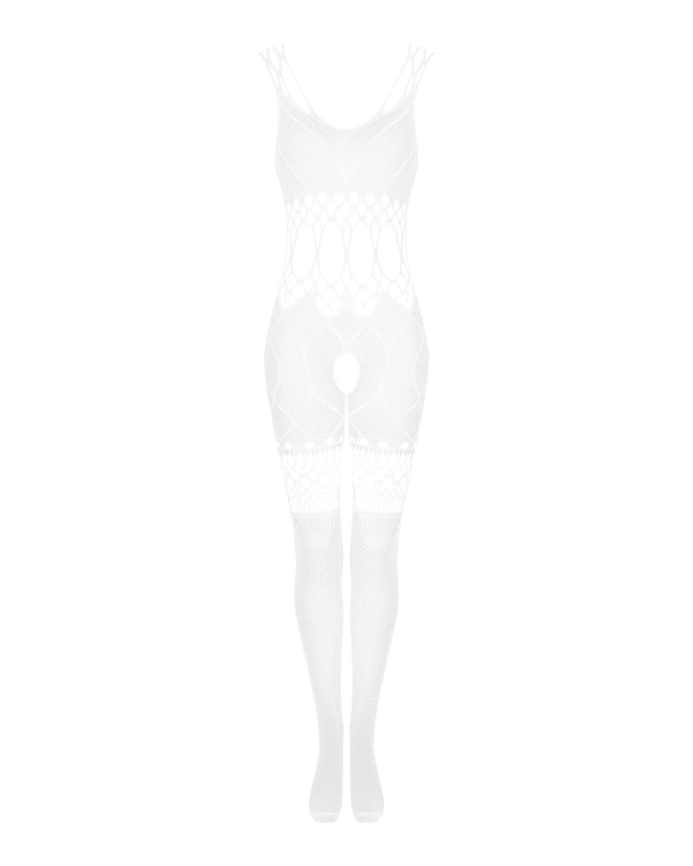 Сетчатый бодистокинг с имитацией топа и шорт Obsessive Bodystocking G330 S/M/L, white, с доступом фото 3